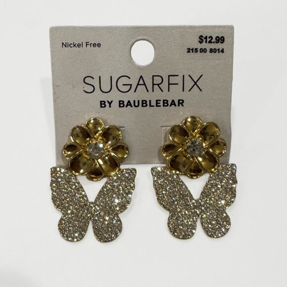 BaubleBar Jewelry - SUGARFIX by BaubleBar Butterfly and Flower Statement Earrings - Gold